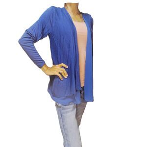 Simply Vera Wang Blue Two-Layer Breezy Cardigan Size Large | Hi-Low Hem